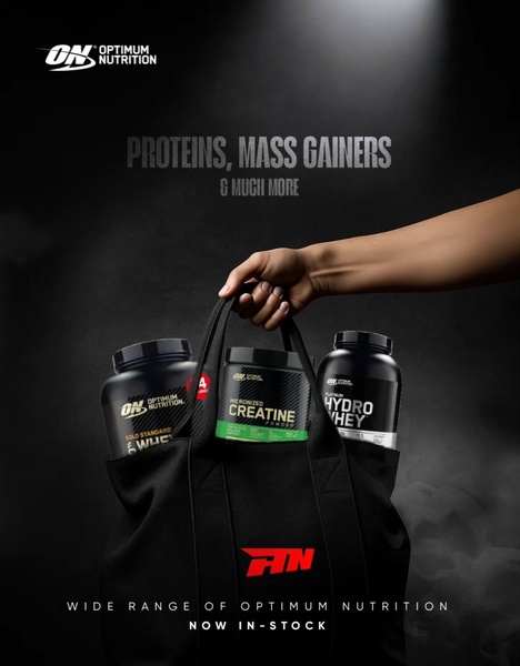 protein powder, whey protein, creatine powder, mass gainer, sports nutrition, fitness supplement, bestseller push, new arrival, brand awareness, minimalist, lifestyle, bold, trustworthy, black, neutral